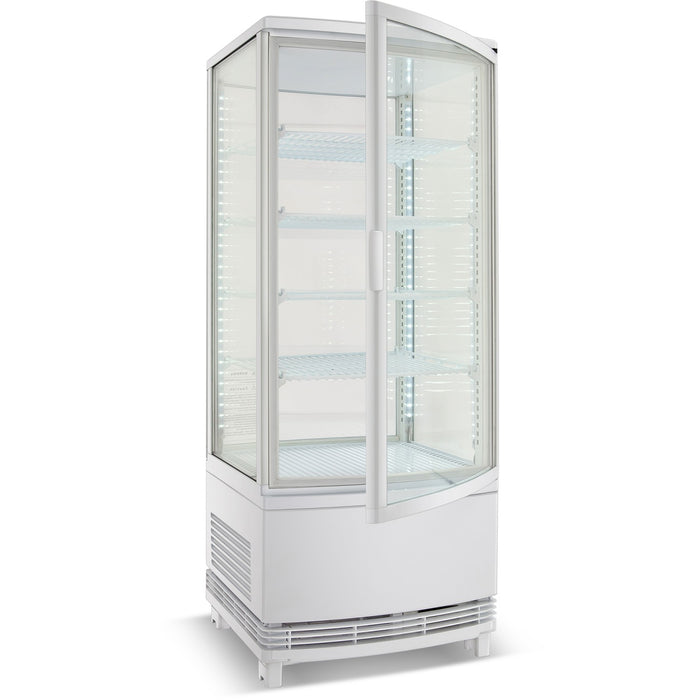 B GRADE Countertop Display Fridge 98 litres 4 shelves White 2 curved doors front & back |  CL98RW B GRADE