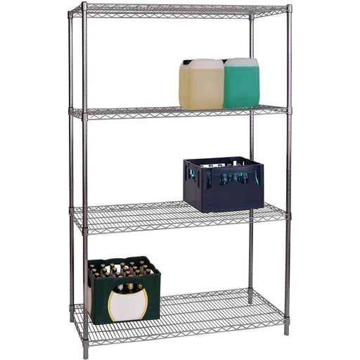 Commercial Stainless Steel Wire Shelving Unit 4 Tier 1200kg Width 1200mm Depth 450mm | Ss12045180 A4 Makfry