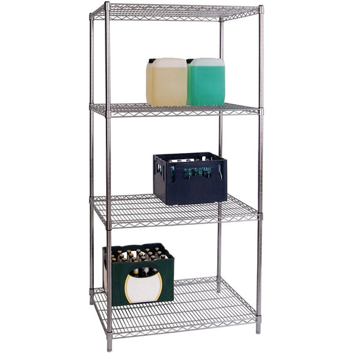 Commercial Stainless Steel Wire Shelving Unit 4 Tier 1200kg Width 900mm Depth 600mm | Ss9060180 A4 Makfry