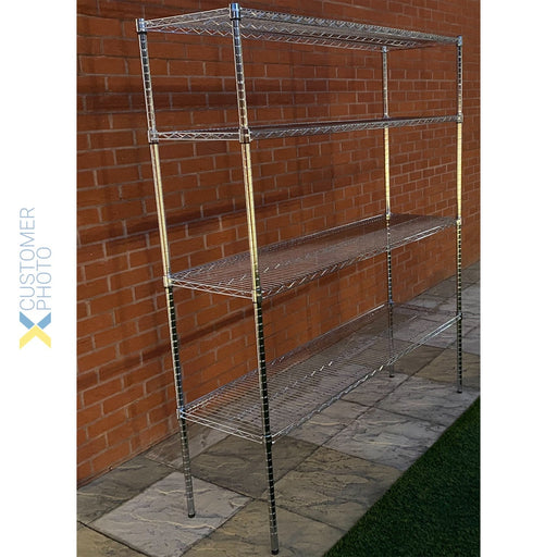 Commercial Shelving unit 4 tier 1000kg Width 1500mm Depth 450mm Chrome wire |  CR15045180A4 Makfry