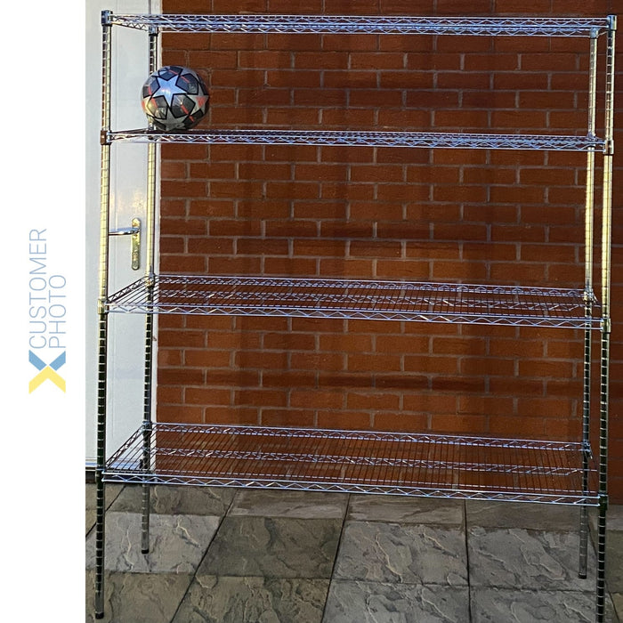 Commercial Shelving unit 4 tier 1000kg Width 1500mm Depth 450mm Chrome wire |  CR15045180A4 Makfry