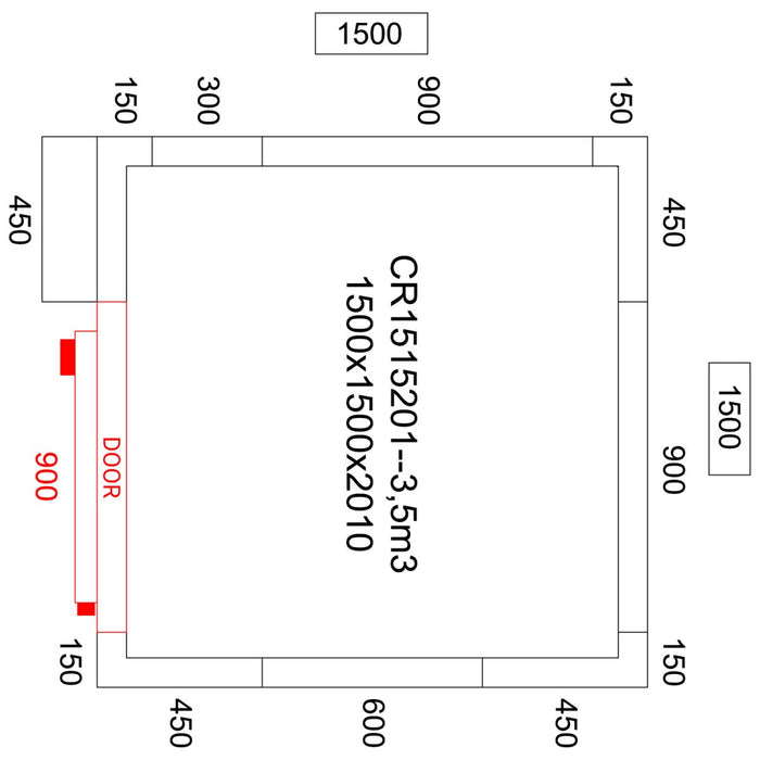 Cold room with Cooling unit 1500x1500x2010mm Volume 3.3m3 |  CR1515201