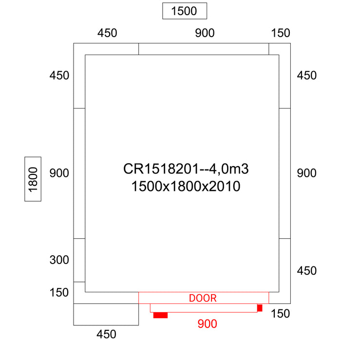 Freezer room with Freezing unit 1500x1800x2010mm Volume 4.1m3 |  FR1518201