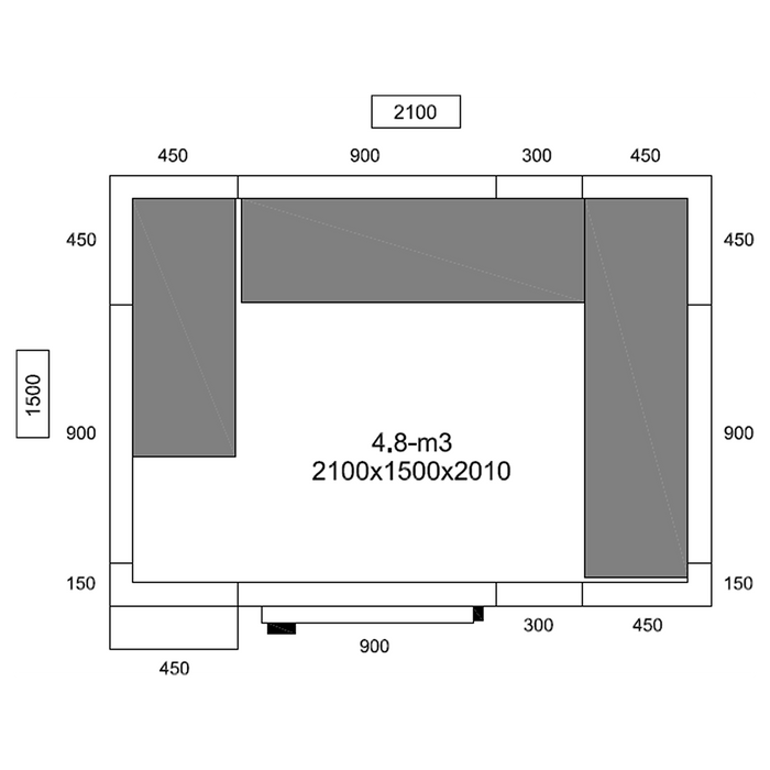 Cold room with Cooling unit 2100x1500x2010mm Volume 4.8m3 |  CR2115201