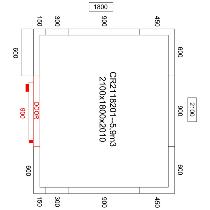 Cold room with Cooling unit 2100x1800x2010mm Volume 5.9m3 |  CR2118201