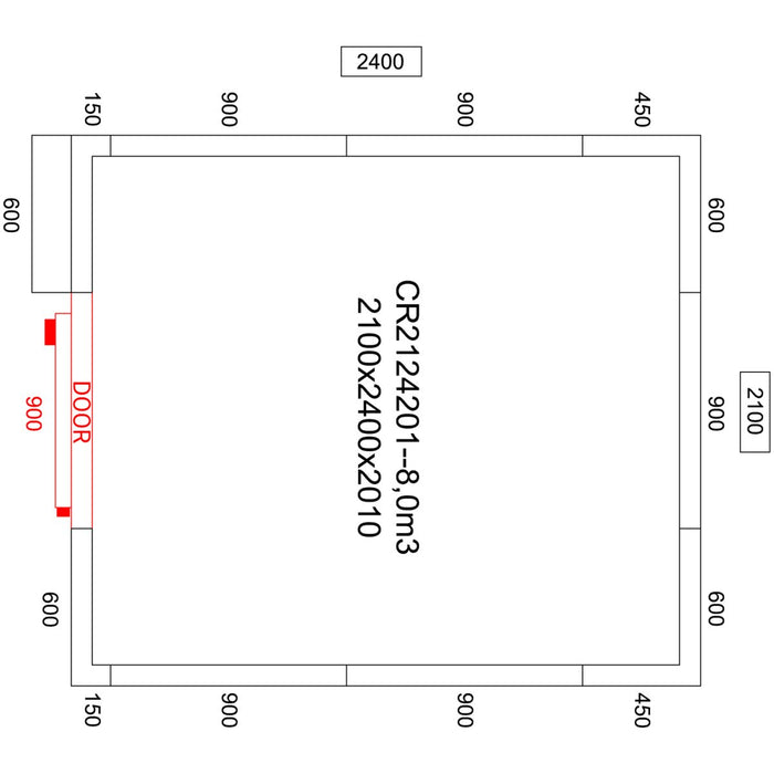 Freezer room with Freezing unit 2100x2400x2010mm Volume 8.0m3 |  FR2124201