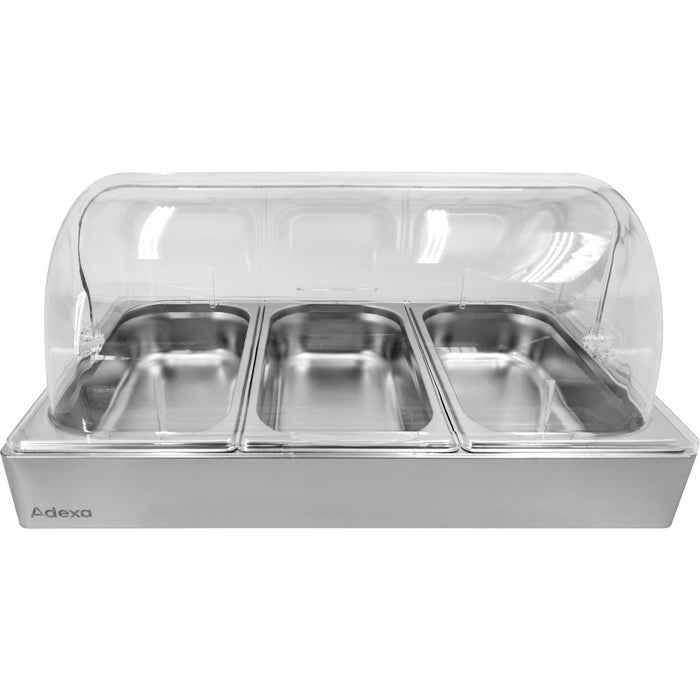 Roll top Display case 3xGN1/3 Stainless steel |  CRD3 Makfry