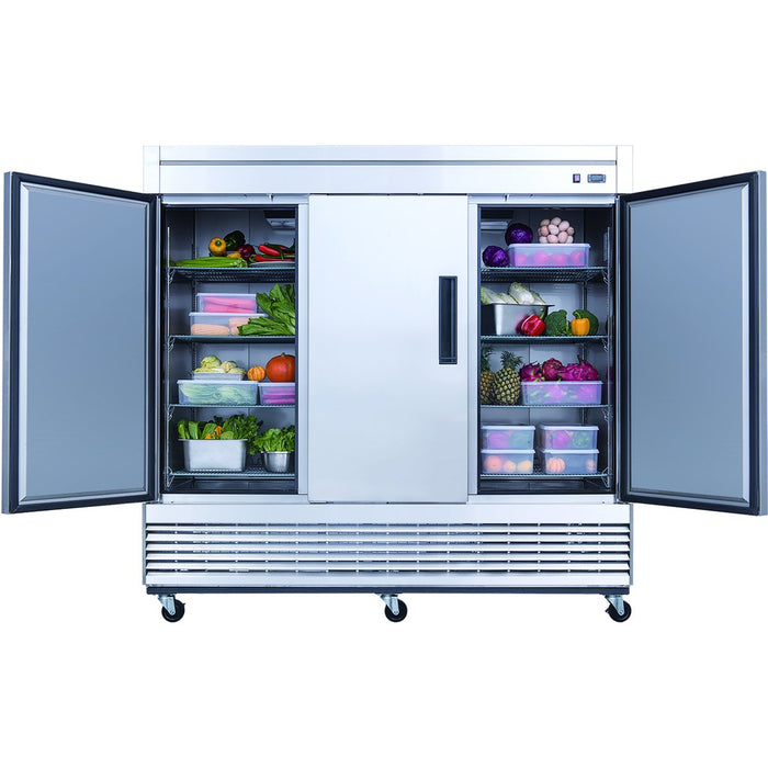 B GRADE 1800lt Commercial Upright Refrigerator Triple Door Stainless Steel |  D83R B GRADE