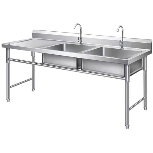 Commercial Double Sink Stainless Steel 1400x600x900mm 2 Bowl Right Splashback | Dbs14060 Right Makfry