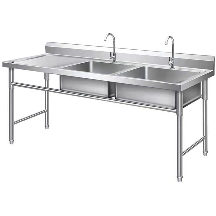 B GRADE Commercial Double Sink Stainless steel 1400x600x900mm 2 bowl right Splashback |  DBS14060RIGHT B GRADE