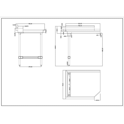 Commercial Stainless Steel Pass Through Dishwasher Table Left 914mm Width | Dcot3036 Left Makfry