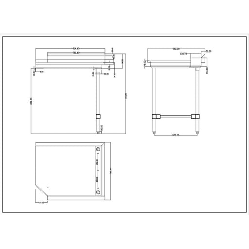 Commercial Stainless Steel Pass Through Dishwasher Table Right 914mm Width | Dcot3036 Right Makfry