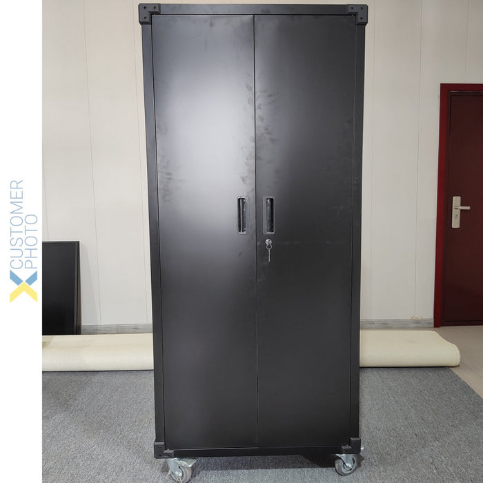 Commercial Storage Cabinet with wheels Black 800x420x1820mm |  DL18X