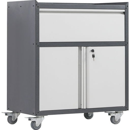 Commercial Storage Cabinet with wheels 2 Door 1 Drawer Grey Steel 770x460x900mm |  DL2 Makfry