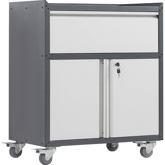 Commercial Storage Cabinet with wheels 2 Door 1 Drawer Grey Steel 770x460x900mm |  DL2 Makfry