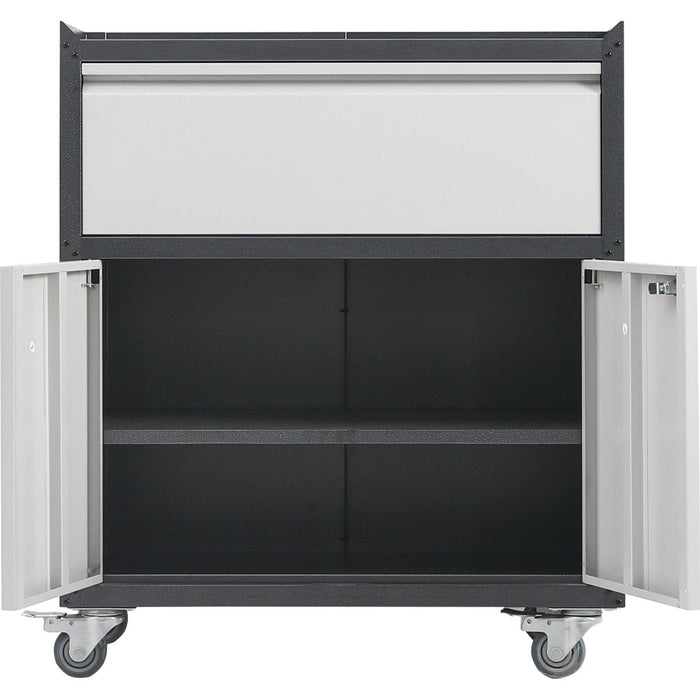 Commercial Storage Cabinet with wheels 2 Door 1 Drawer Grey Steel 770x460x900mm |  DL2 Makfry