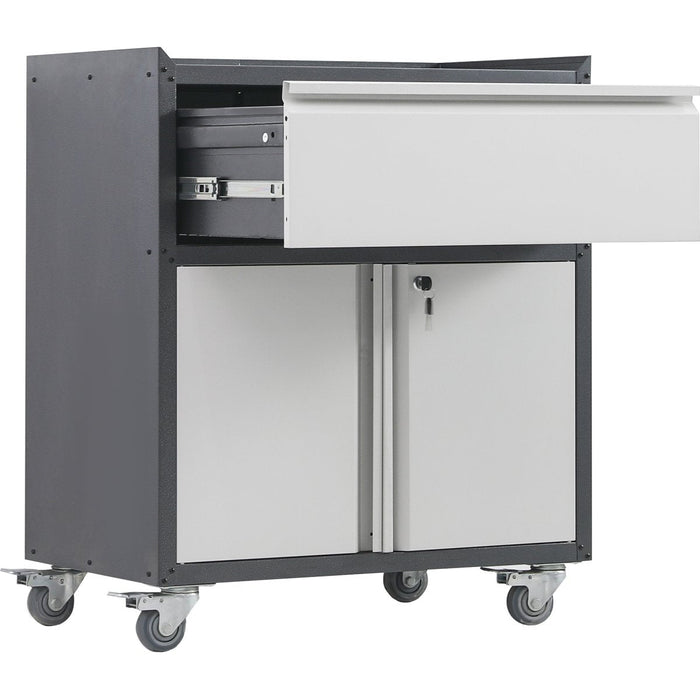 Commercial Storage Cabinet with wheels 2 Door 1 Drawer Grey Steel 770x460x900mm |  DL2 Makfry