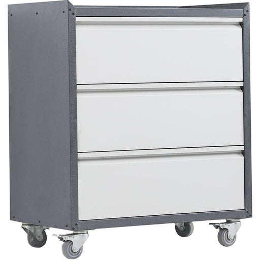 Commercial Storage Cabinet With Wheels 3 Drawers Grey Steel 770x460x900mm | Dl3 Makfry