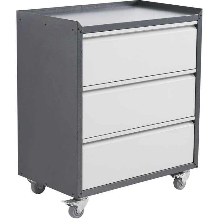 Commercial Storage Cabinet With Wheels 3 Drawers Grey Steel 770x460x900mm | Dl3 Makfry