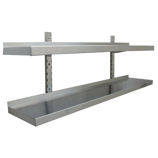 Height Adjustable Wall Shelf 2 Levels 2000x400mm Stainless Steel | Vws2042 Makfry