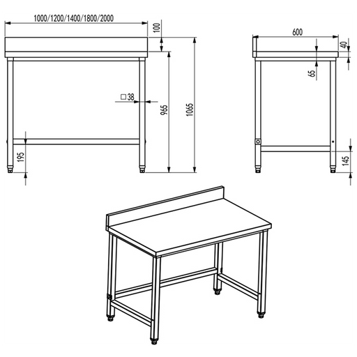 B Grade Professional Work Table Stainless Steel No Bottom Shelf Upstand 1500x700x965mm | Dw7150 B Grade Makfry