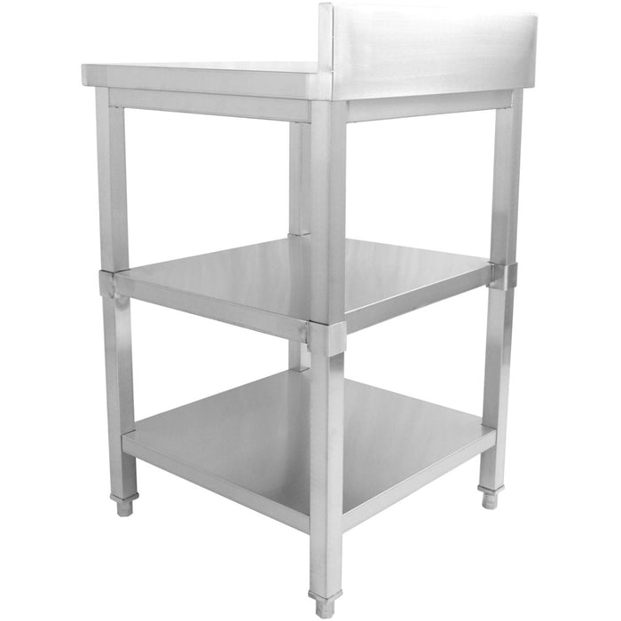 Commercial Work Table Stainless Steel 3 Tiers Backsplash Square Legs 2200x600x900mm | Dw3 T22060 B Makfry
