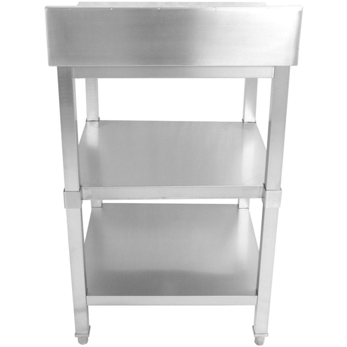 Commercial Work Table Stainless Steel 3 Tiers Backsplash Square Legs 2200x600x900mm | Dw3 T22060 B Makfry