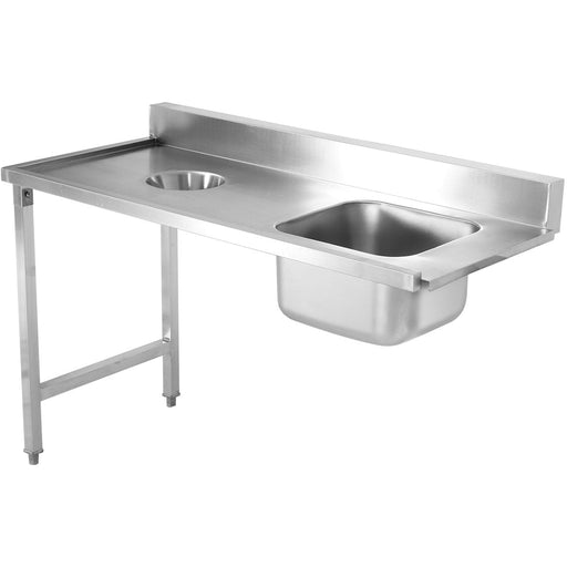 Loading Table Reft Side Stainless Steel With Sink &Amp; Waste Hole &Amp; Splashback 1400x650x850mm | Dwitc1465 R Makfry