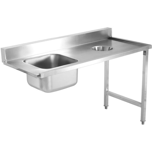 Loading Table Left Side Stainless Steel With Sink &Amp; Waste Hole &Amp; Splashback 1400x650x850mm | Dwitc1465 L Makfry