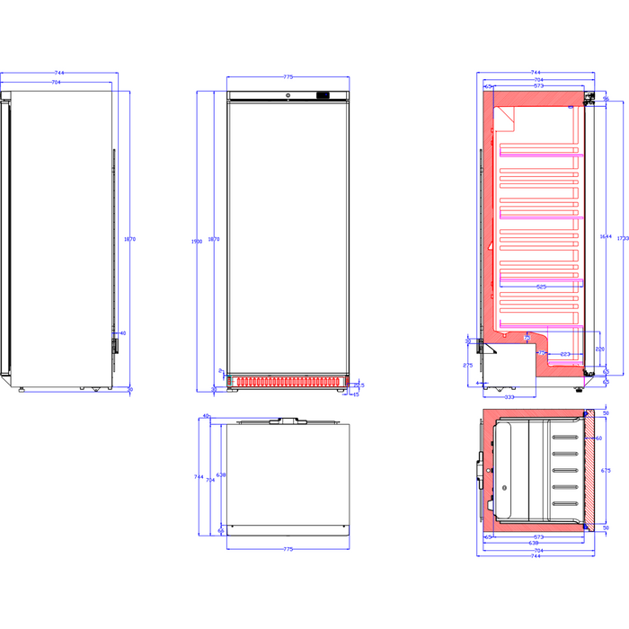 B GRADE 600lt Commercial Refrigerator Stainless steel Upright cabinet Single door |  DWR600SS B GRADE