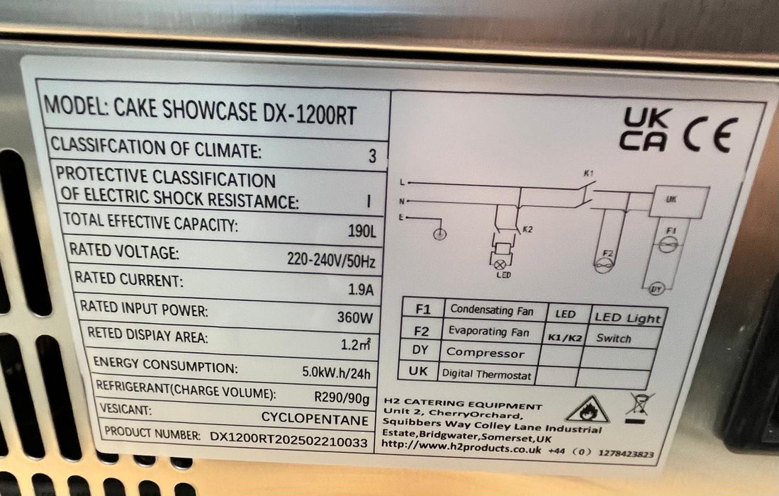 Diaminox DX-1200RT Countertop Chilled Cake Display 190L Canmac B-GRADE