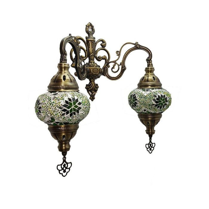 Decorative - Turkish/Ottoman/Moroccan - Mosaic Chandelier/ Lamp - 2 Globes - Handmade