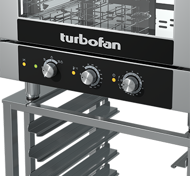 Blue Seal Turbofan EC40M10 and SK40-10A - Full Size 10 Tray Manual / Electric Combi Oven on a Stainless Steel Stand