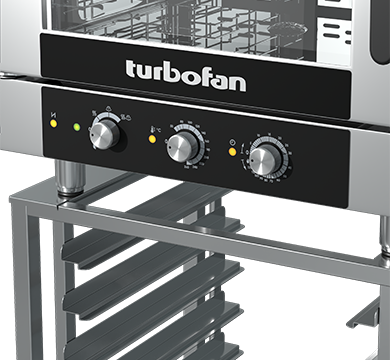 Blue Seal Turbofan EC40M5 SK40A - Full Size 5 Tray Manual / Electric Combi Oven on a Stainless Steel Stand