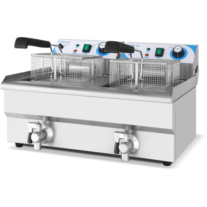 B Grade Commercial Twin Fryer Electric 10+10 Litre 6k W Countertop Drainage Tap | Maref102 V B Grade Makfry