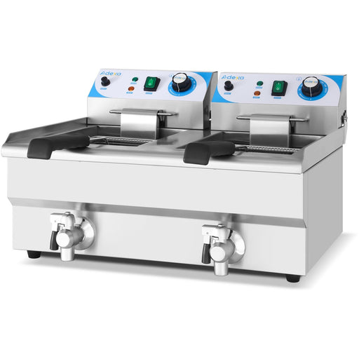 B Grade Commercial Twin Fryer Electric 10+10 Litre 6k W Countertop Drainage Tap | Maref102 V B Grade Makfry