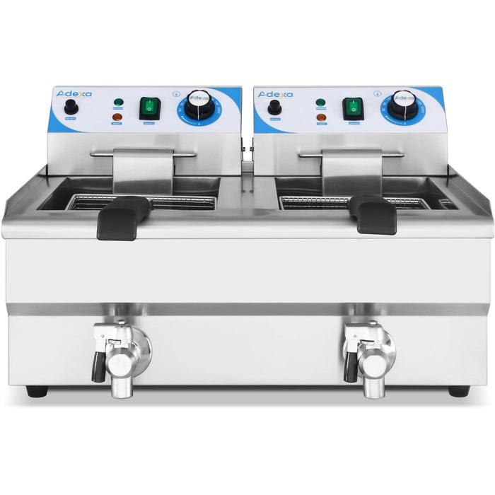 B Grade Commercial Twin Fryer Electric 10+10 Litre 6k W Countertop Drainage Tap | Maref102 V B Grade Makfry