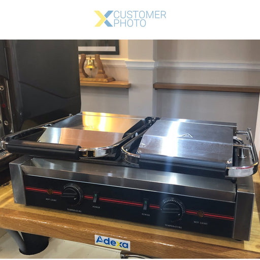 Heavy Duty Twin Panini Contact grill 3.6kW Ribbed/Smooth |  EG03C Makfry
