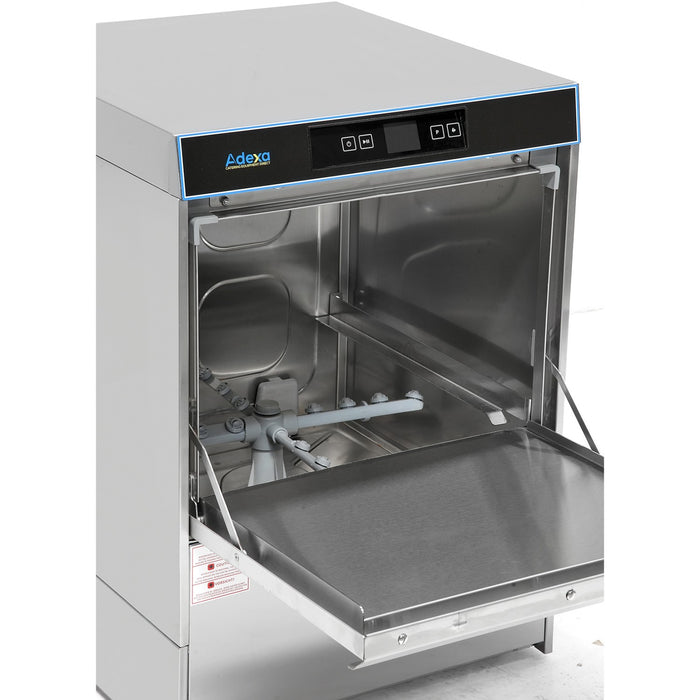 Commercial Dishwasher 540 plates/hour 500mm basket Digital Drain pump Detergent pump Rinse aid pump 230V |  EMP500SDF