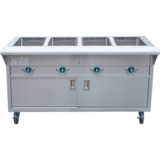 Mobile Servery Steam Table with Cupboard 4xGN1/1 |  EST4SWCBSD Makfry