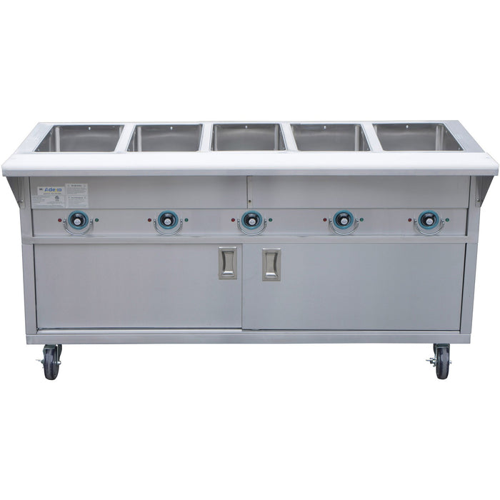 B GRADE Mobile Servery Steam Table with Cupboard 5xGN1/1 |  EST5SWCBSD B GRADE