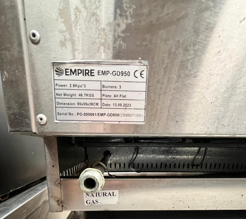 Empire 3 Burner Gas Griddle 950mm EMP-GD950 - Refurbished Canmac Refurbished