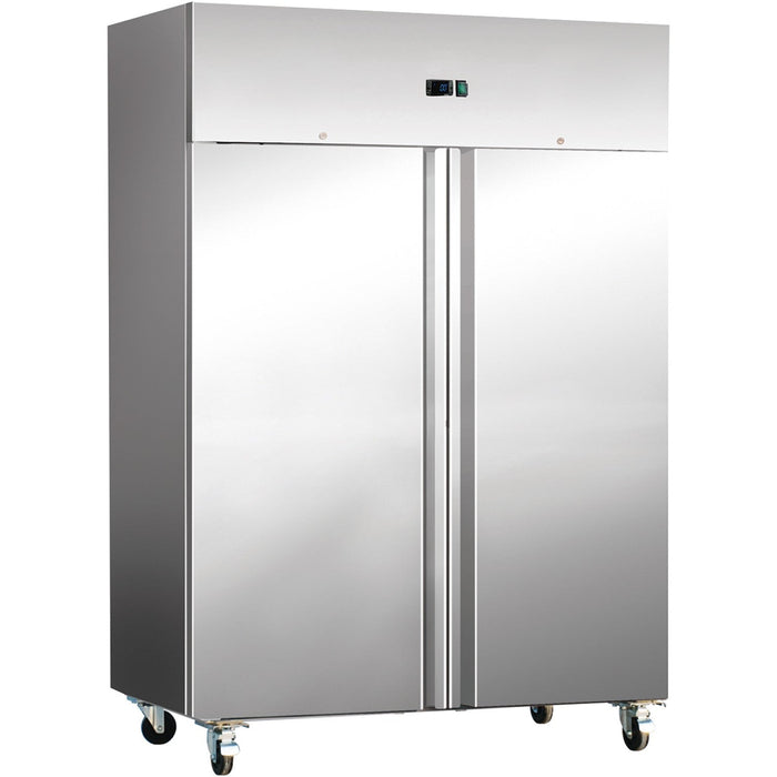 Commercial Refrigerator Upright Cabinet Stainless Steel 1160 Litres Double Door 3 Shelves Static Cooling 1340x810x2010mm |  Thl1200 Tn Makfry