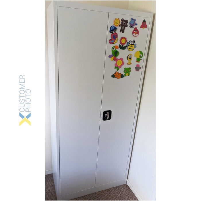 Commercial Steel Grey/White Storage Cupboard with 4 Shelves and Lock 800x400x1800mm |  FCA18WHITE Makfry