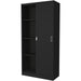 Commercial Sliding Door Steel Black Storage Cupboard With 4 Shelves And Lock 900x400x1850mm | Fcc18 Black Makfry