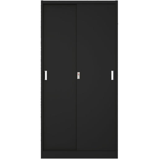 Commercial Sliding Door Steel Black Storage Cupboard With 4 Shelves And Lock 900x400x1850mm | Fcc18 Black Makfry