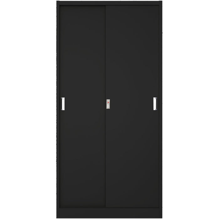 Commercial Sliding Door Steel Black Storage Cupboard With 4 Shelves And Lock 900x400x1850mm | Fcc18 Black Makfry