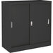 Commercial Metal Black Sliding Door Storage Cabinet Lockable with 2 Shelves 900x400x900mm |  FCC9BLACK Makfry