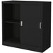 Commercial Metal Black Sliding Door Storage Cabinet Lockable with 2 Shelves 900x400x900mm |  FCC9BLACK Makfry