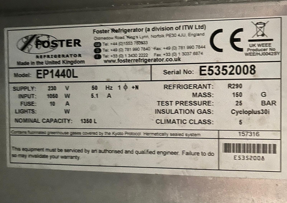 Foster EcoPro G2 EP1440L MUpright Double Door Stainless Steel-Refurbished Canmac Refurbished
